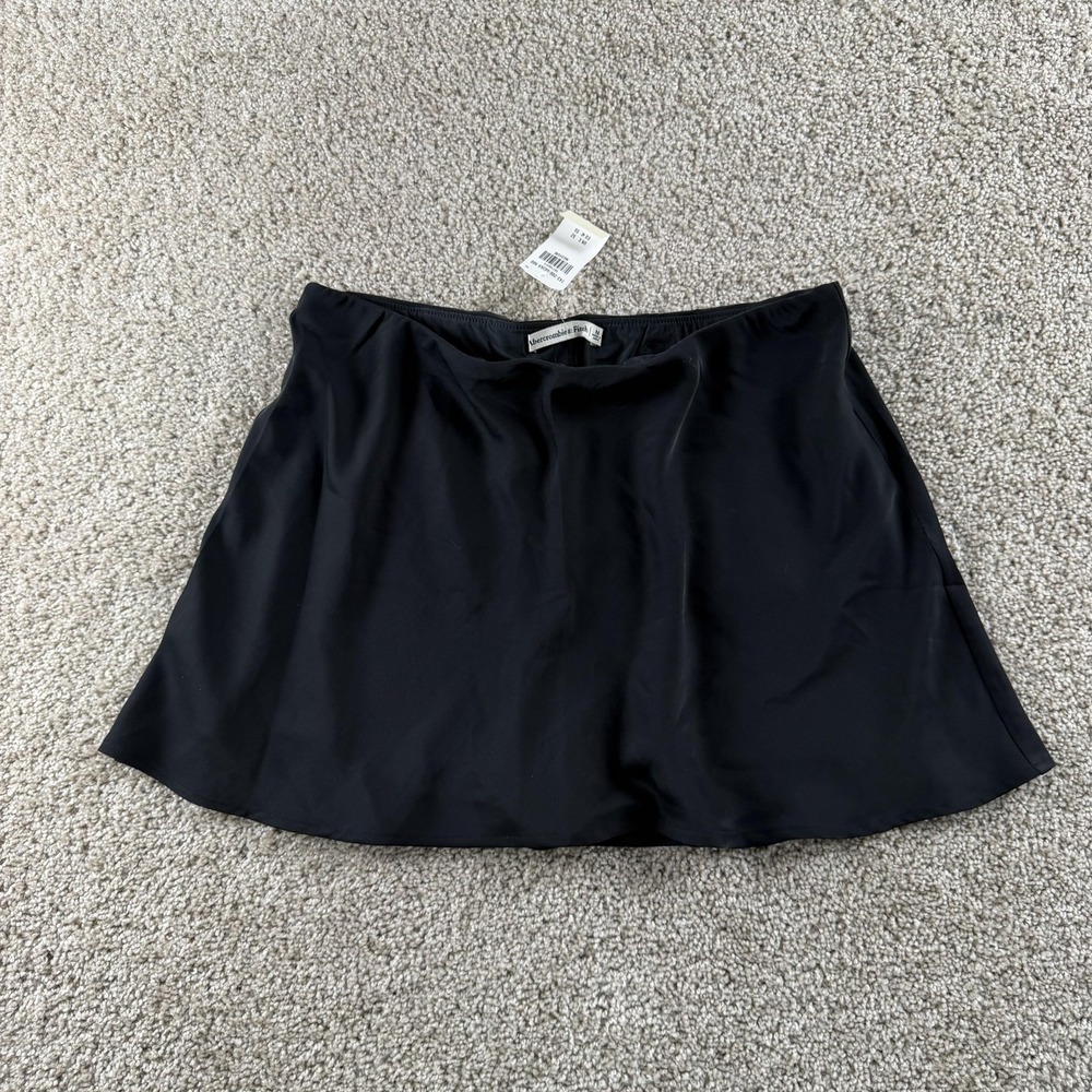Abercrombie & Fitch Skirt Womens Medium Black Solid Satin A-Line Short Mini Slip